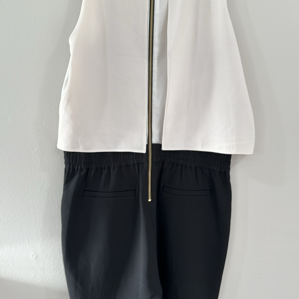 Ted baker heidy draped top black and white elastic waist jumpsuit - Picture 8 of 9